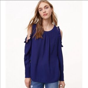 Loft cobalt blue cold shoulder top